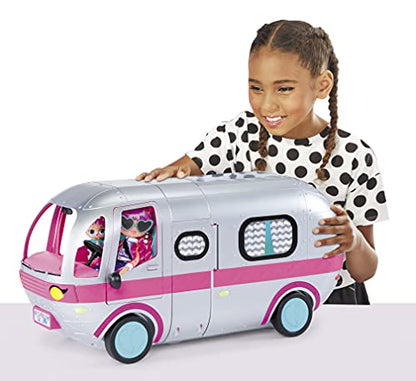 LOL Surprise OMG Glamper Fashion Camper Doll Playset with 55+ Surprises, Fully-Furnished with Light Up Pool, Water Slide, Bunk Beds, Cafe, BBQ Grill, DJ Booth - Ages 4 + Years