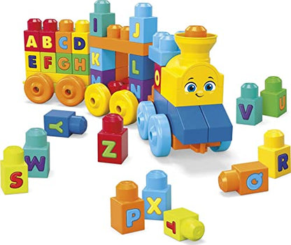 MEGA BLOKS Fisher-Price ABC Blocks Building Toy, ABC Musical Train with 50 Pieces, Music and Sounds for Toddlers, Gift Ideas for Kids Age 1+