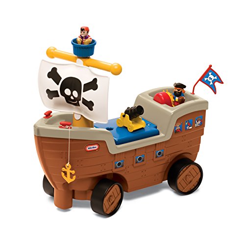 Little Tikes 2-in-1 Pirate Ship Toy - Kids Ride-On Boat with Wheels, Under Seat Storage and Playset with Figures.