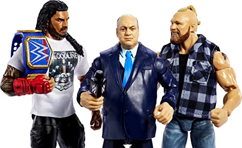 Mattel Action Figure 3-Pack Tribal Chief vs Beast IncarnateRoman Reigns Brock Lesnar & Paul Heyman Elite Collection with Universal Championship & Swappable Hands