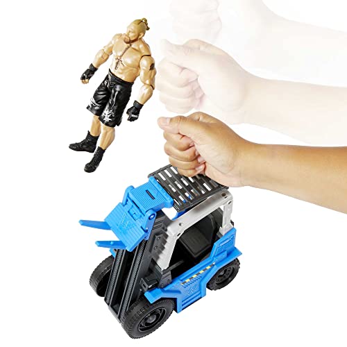 WWE Mattel Slam 'N Stack Forklift Wrekkin Vehicle Breakaway Forklift with Brock Lesnar, for 6-Inch Action Figure