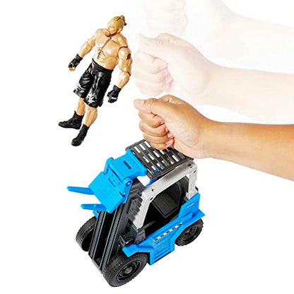 WWE Mattel Slam 'N Stack Forklift Wrekkin Vehicle Breakaway Forklift with Brock Lesnar, for 6-Inch Action Figure