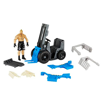 WWE Mattel Slam 'N Stack Forklift Wrekkin Vehicle Breakaway Forklift with Brock Lesnar, for 6-Inch Action Figure