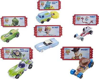 Mattel Disney Pixar Toy Story 4 Character Cars by Hot Wheels 1:64 Scale Woody, Buzz Lightyear, Bo Peep, Forky, Ducky and Bunny, and Rex Ages 3 And Up