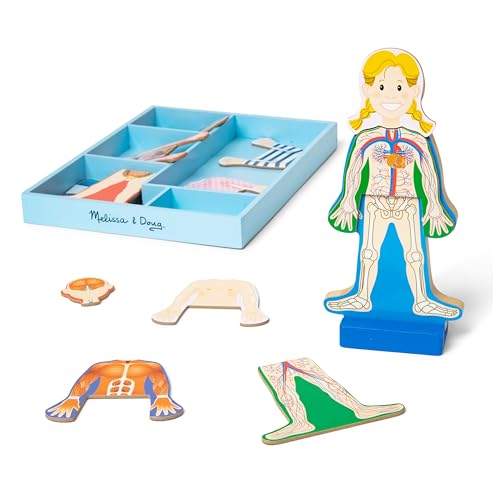 Melissa & Doug Magnetic Human Body Anatomy Play Set With 24 Magnetic Pieces and Storage Tray - Human Body Model Puzzle For Preschoolers And Kids Ages 3+