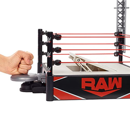 Mattel WWE Kickout Ring Wrekkin Playset with Randomized Ring Count, Springboard Launcher, Crane, WWE Championship & Accessories, 13-Inch X 20-Inch Ring, Multicolor