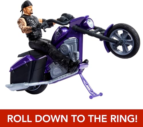 Mattel WWE Wrekkin' Action Figure & Toy Vehicle Set, Undertaker with Slamcycle Motorcycle with Lanching Action and Breakable Parts