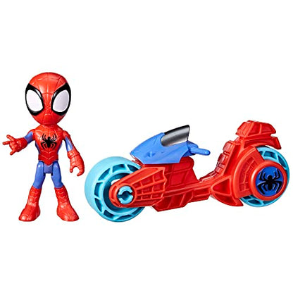 Spidey and His Amazing Friends Hasbro Marvel,4-Inch Scale Spidey Action Figure with Toy Motorcycle.  3 and Up