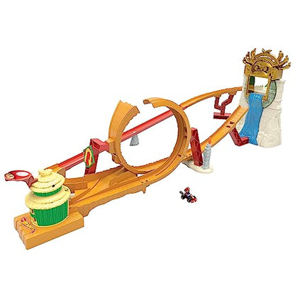 Hot Wheels The Super Mario Bros. Movie Track Set, Jungle Kingdom Raceway Playset with Mario Die-Cast Toy Car .