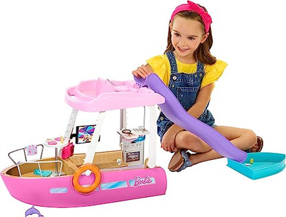 Barbie Toy Boat Playset, Dream Boat with 20+ Pieces Including Pool, Slide & Dolphin