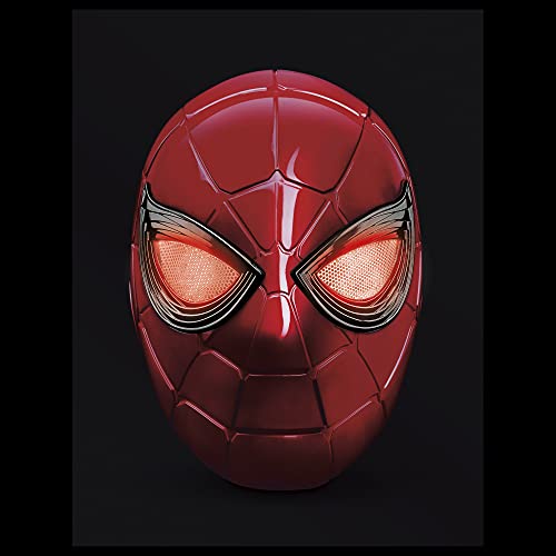 Spider-Man Marvel Legends Series Iron Spider Electronic Helmet with Glowing Eyes, 6 Light Settings and Adjustable Fit , Red