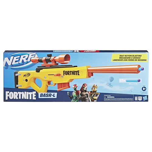 NERF Fortnite BASR-L Bolt Action, Clip Fed Blaster - Includes Removable Scope, 6-Dart Clip and 12 Official Elite Darts