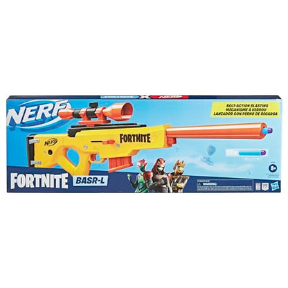 NERF Fortnite BASR-L Bolt Action, Clip Fed Blaster - Includes Removable Scope, 6-Dart Clip and 12 Official Elite Darts