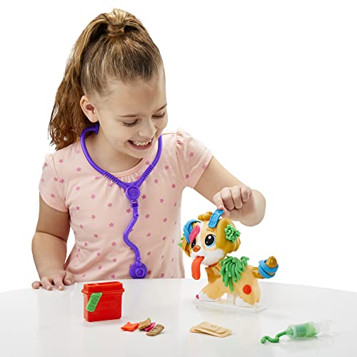 Play-Doh Care 'n Carry Vet Playset for Kids 3 and Up with Toy Dog, Storage, 10 Tools, and 5 Modeling Compound Colors.