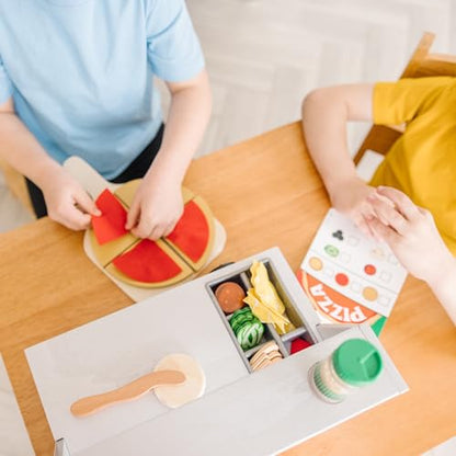 Melissa & Doug Top & Bake Wooden Pizza Counter Play Set (41 Pcs) - Pizza Toy Wooden Play Food Set, Pretend Pizza Sets For Kids Ages 3+