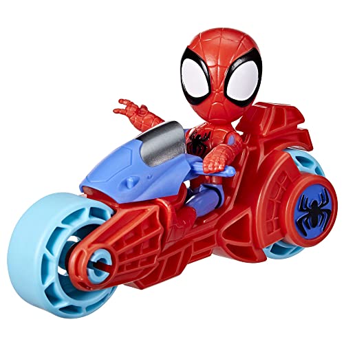 Spidey and His Amazing Friends Hasbro Marvel,4-Inch Scale Spidey Action Figure with Toy Motorcycle.  3 and Up