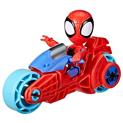 Spidey and His Amazing Friends Hasbro Marvel,4-Inch Scale Spidey Action Figure with Toy Motorcycle.  3 and Up