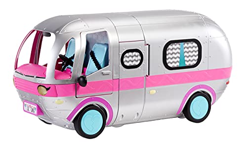 LOL Surprise OMG Glamper Fashion Camper Doll Playset with 55+ Surprises, Fully-Furnished with Light Up Pool, Water Slide, Bunk Beds, Cafe, BBQ Grill, DJ Booth - Ages 4 + Years