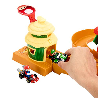 Hot Wheels The Super Mario Bros. Movie Track Set, Jungle Kingdom Raceway Playset with Mario Die-Cast Toy Car .