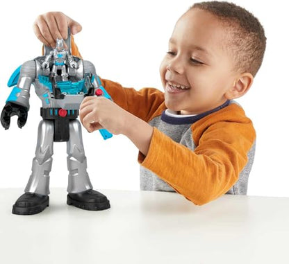 Fisher-Price Imaginext DC Super Friends Batman Toy Insider & Exo Suit 12-Inch Robot with Lights Sounds & Figure for Ages 3+ Years, Defender Grey, Medium