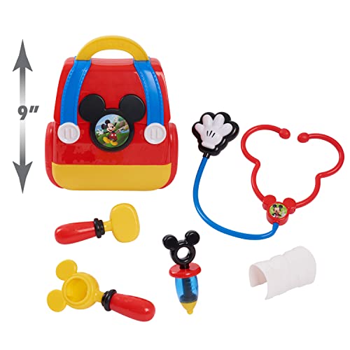 Disney Junior Mickey Mouse Funhouse On the Go Doctor Bag, 8 Piece Pretend Play Set with Lights and Sounds Stethoscope, Officially Licensed Kids Toys for Ages 3 Up, Amazon Exclusive