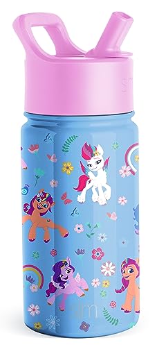 Simple Modern My Little Pony Kids Water Bottle with Straw Lid | Reusable Insulated Stainless Steel Cup for School | Summit Collection | 14oz, My Little Pony Garden of Rainbows