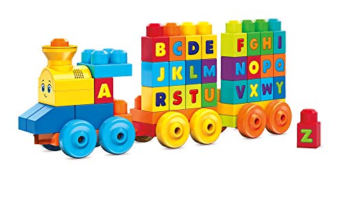 MEGA BLOKS Fisher-Price ABC Blocks Building Toy, ABC Musical Train with 50 Pieces, Music and Sounds for Toddlers, Gift Ideas for Kids Age 1+