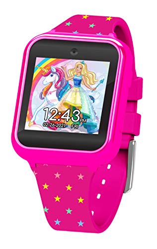 Accutime Kids Mattel Barbie Pink Educational Learning Touchscreen Smart Watch Toy for Girls, Boys, Toddlers - Selfie Cam, Learning Games, Alarm, Calculator, Pedometer & More (Model: BDT4069AZ), 40mm