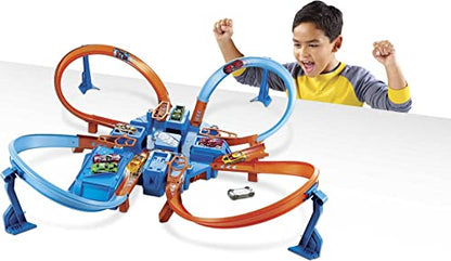 Hot Wheels Toy Car Track Set, Criss Cross Crash with 1:64 Scale Vehicle, Powered by a Motorized Booster (Amazon Exclusive)