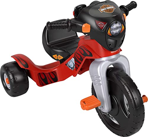 Fisher-Price Harley Davidson Toddler Tricycle Ride-On Preschool Toy, Lights & Sounds Trike with Adjustable Seat, Large