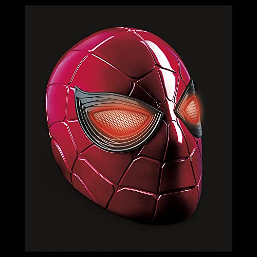 Spider-Man Marvel Legends Series Iron Spider Electronic Helmet with Glowing Eyes, 6 Light Settings and Adjustable Fit , Red