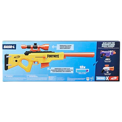 NERF Fortnite BASR-L Bolt Action, Clip Fed Blaster - Includes Removable Scope, 6-Dart Clip and 12 Official Elite Darts