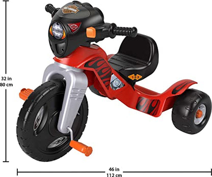 Fisher-Price Harley Davidson Toddler Tricycle Ride-On Preschool Toy, Lights & Sounds Trike with Adjustable Seat, Large