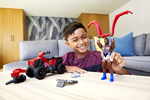 Mattel WWE Action Figures Vehicle Wrekkin Slam N Spin ATV Breakaway Car with Big E 6 Inch Figure Toy for Kids and Collectors