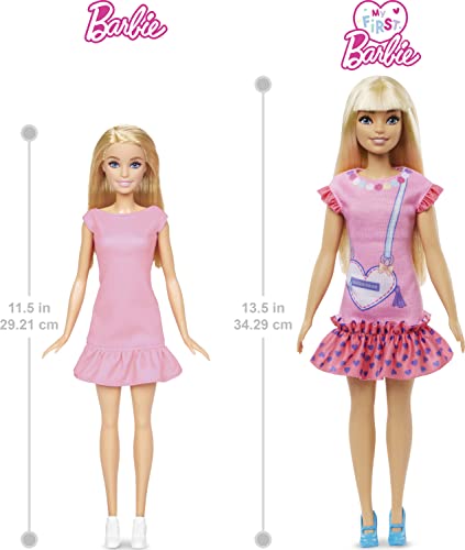 Barbie My First Barbie Preschool Doll, "Malibu" with 13.5-inch Soft Posable Body , Plush Kitten & Accessories