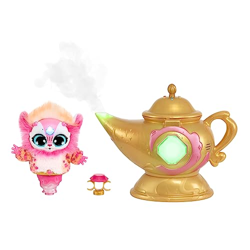 Magic Mixies Magic Genie Lamp with Interactive 8" Pink Plush Toy and 60+ Sounds and Reactions. Perform The Magic Steps to Unlock a Magic Ring and Reveal a Pink Genie Mixie from The Real Misting Lamp