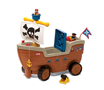 Little Tikes 2-in-1 Pirate Ship Toy - Kids Ride-On Boat with Wheels, Under Seat Storage and Playset with Figures.