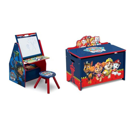 Delta Children Kids Easel and Play Station – Ideal for Arts & Crafts, Homeschooling and More, Nick Jr. PAW Patrol - Greenguard Gold Certified, Drawing & Deluxe Toy Box, PAW Patrol