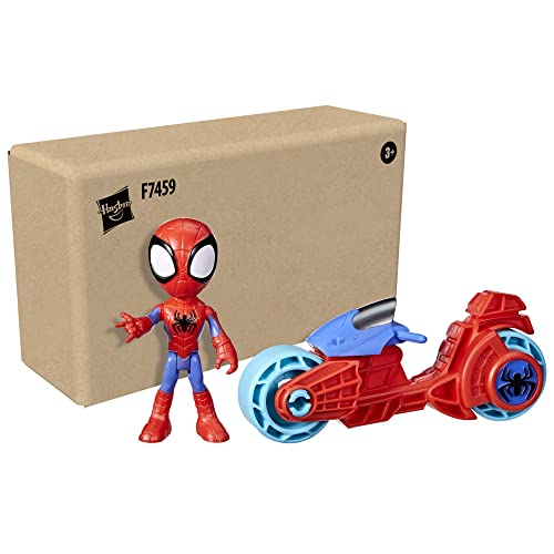 Spidey and His Amazing Friends Hasbro Marvel,4-Inch Scale Spidey Action Figure with Toy Motorcycle.  3 and Up