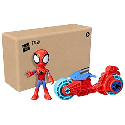 Spidey and His Amazing Friends Hasbro Marvel,4-Inch Scale Spidey Action Figure with Toy Motorcycle.  3 and Up