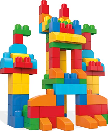 MEGA BLOKS Fisher-Price Toddler Block Toys, Deluxe Building Bag with 150 Pieces and Storage Bag, (Amazon Exclusive)