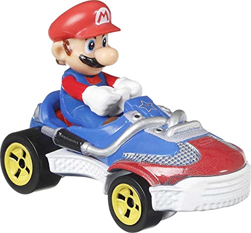 Hot Wheels Mario Kart Vehicle 4-Pack, Set of 4 Fan-Favorite Characters Includes 1 Exclusive Model, Collectible Gift for Kids & Fans Ages 3 Years Old & Up