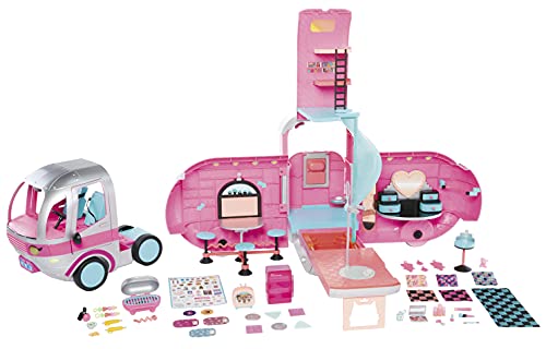 LOL Surprise OMG Glamper Fashion Camper Doll Playset with 55+ Surprises, Fully-Furnished with Light Up Pool, Water Slide, Bunk Beds, Cafe, BBQ Grill, DJ Booth - Ages 4 + Years