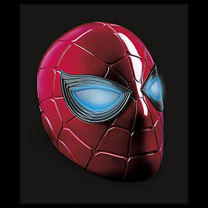 Spider-Man Marvel Legends Series Iron Spider Electronic Helmet with Glowing Eyes, 6 Light Settings and Adjustable Fit , Red