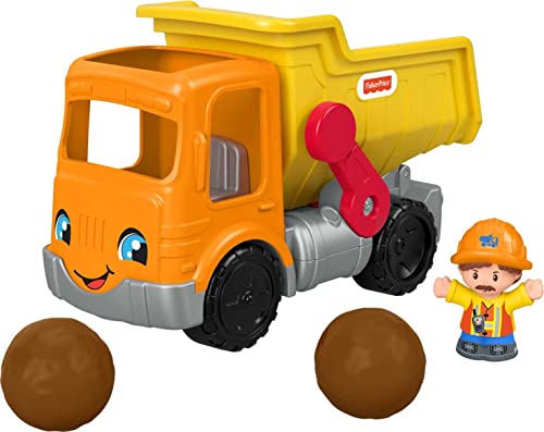 Fisher-Price Little People Toddler Construction Toy Work Together Dump Truck with Music Sounds and 3 Pieces for Ages 1+ Years