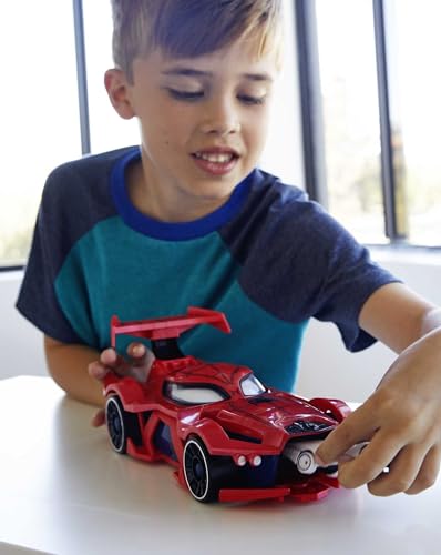 Hot Wheels Marvel Spider-Man Web-Car Launcher with Movement-Activated Eyes & 1:64 Scale Toy Character Car .