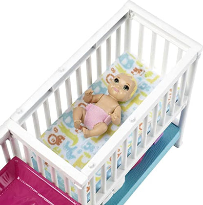 Barbie Skipper Babysitters Inc Dolls & Playset, Nap 'N Nurture Nursery, Skipper Doll, Baby Doll, Crib & 10+ Accessories, Working Bouncer