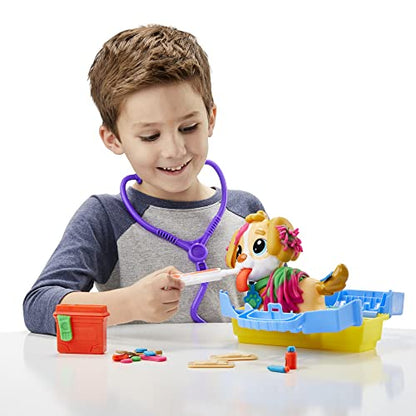 Play-Doh Care 'n Carry Vet Playset for Kids 3 and Up with Toy Dog, Storage, 10 Tools, and 5 Modeling Compound Colors.