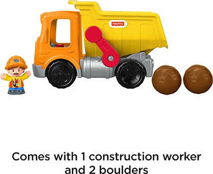 Fisher-Price Little People Toddler Construction Toy Work Together Dump Truck with Music Sounds and 3 Pieces for Ages 1+ Years