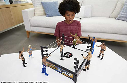 WWE Superstar Ring Playset with Spring-Loaded Mat, Pro-Tension Ropes & 4 Event Stickers, 14-Inch,6 years and up,Toy